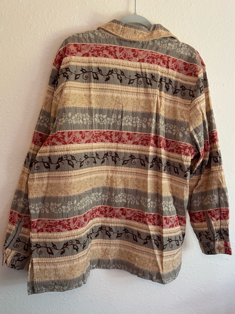 Alfred Dunner Patterned Button-Up Jacket - Red, Gray & Cream - Picture 3 of 5